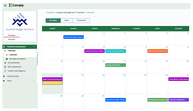 Comply Compliance Calendar