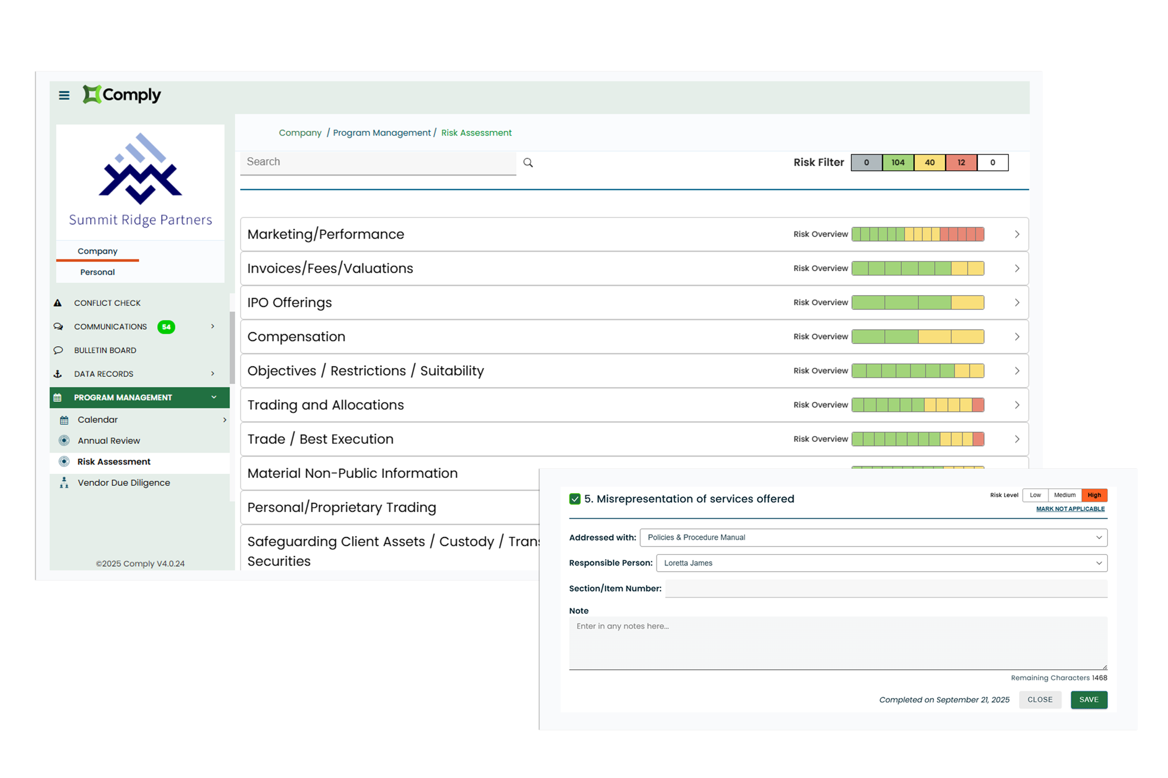 Comply Risk Assessment