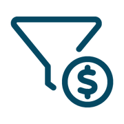Institutional investors icon, funnel with dollar sign on top