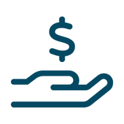 Broker-dealer icon, hand holding dollar sign