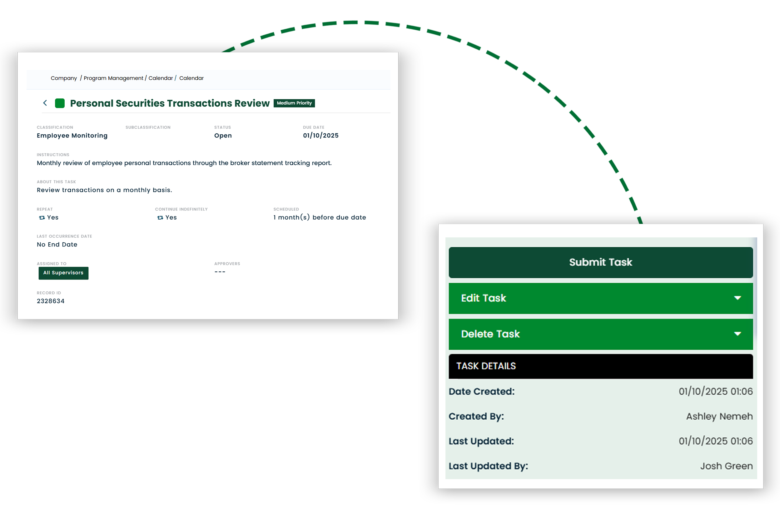 Comply Calendar Task Creation
