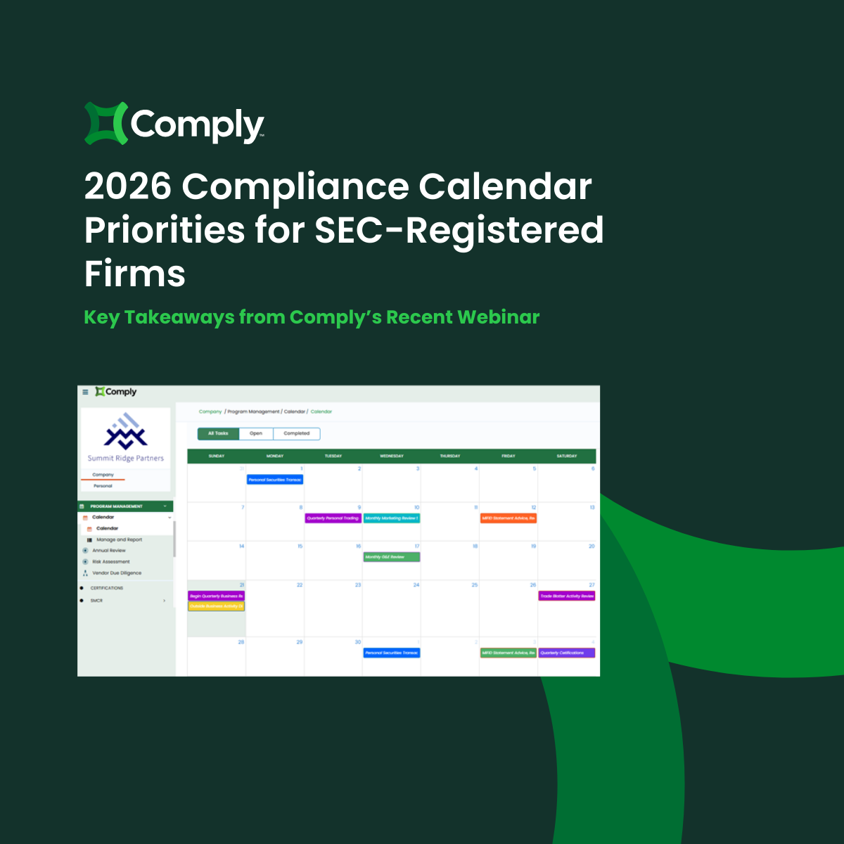 2026 Compliance Calendar Priorities for SEC-Registered Firms – Key Takeaways from Comply’s Recent Webinar