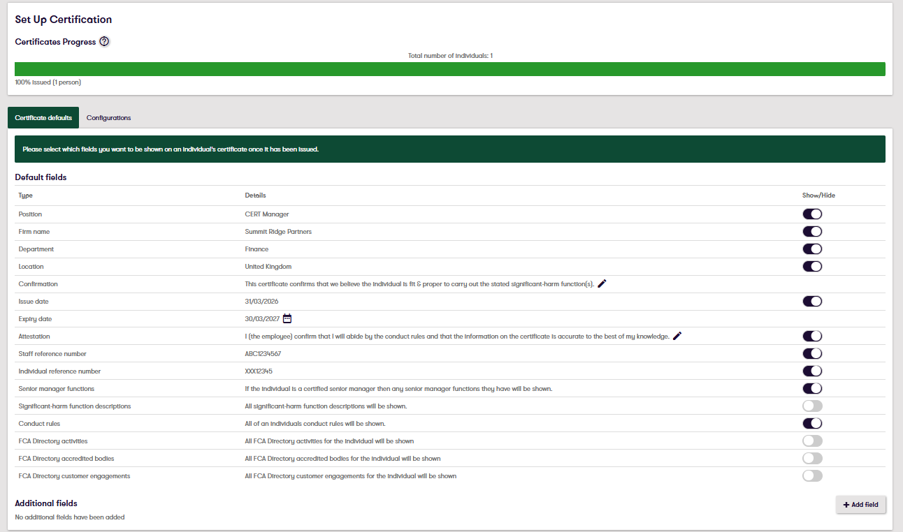 Comply Accountability - Cert Creation
