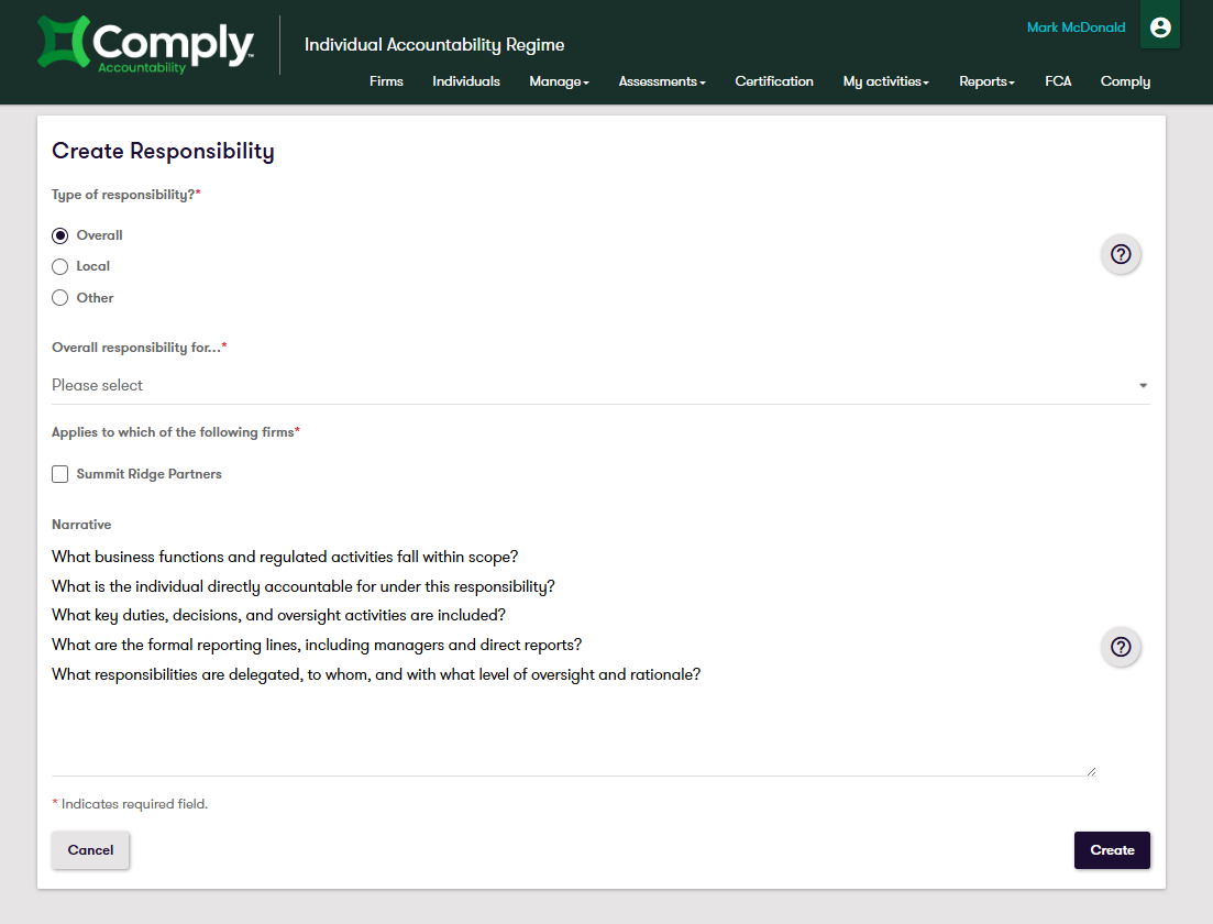 Comply Accountability - Create Responsibility